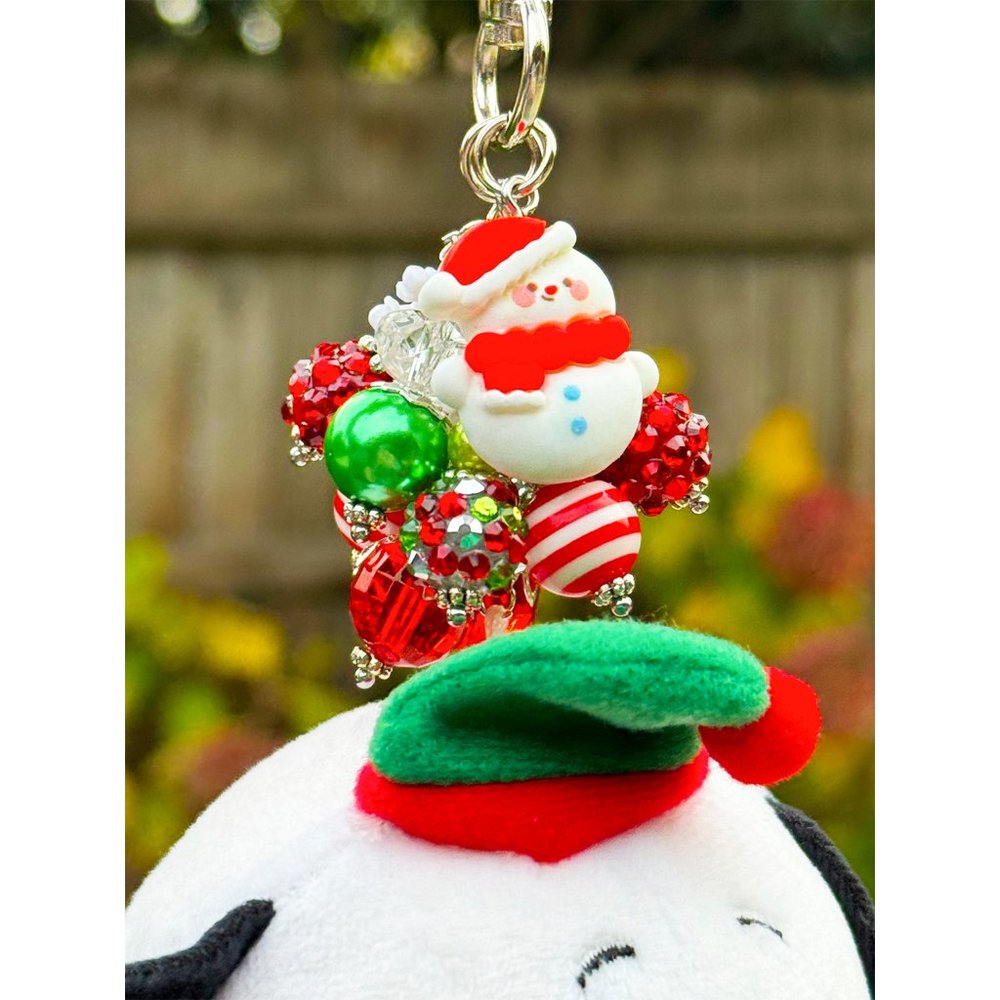 Peanuts Snoopy Christmas Winter Holiday Plush Keychain Bag Purse Charm View 6
